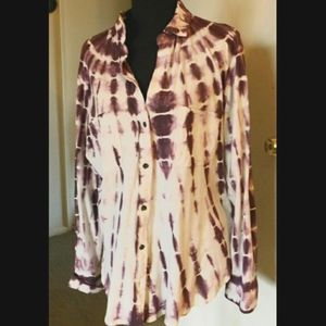 Rock & Republic Tie Dye Button down cotton shirt Large